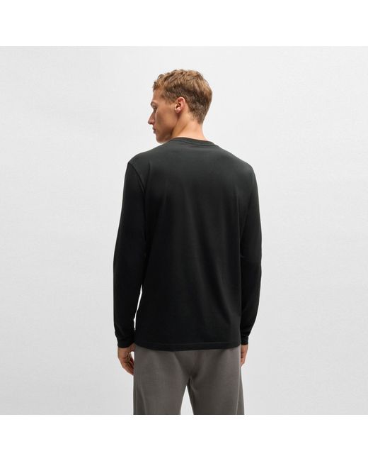 Boss Black Long Sleeve T-Shirt With Iconic Logo Detail for men