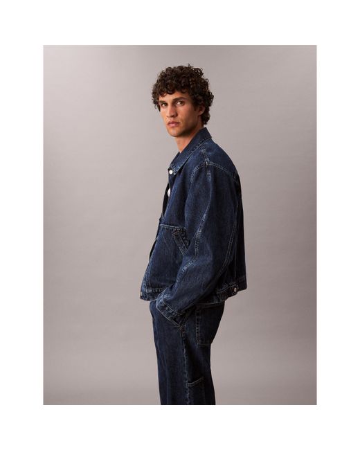 Calvin Klein Blue Button Front Tailored Fit Denim Jacket for men
