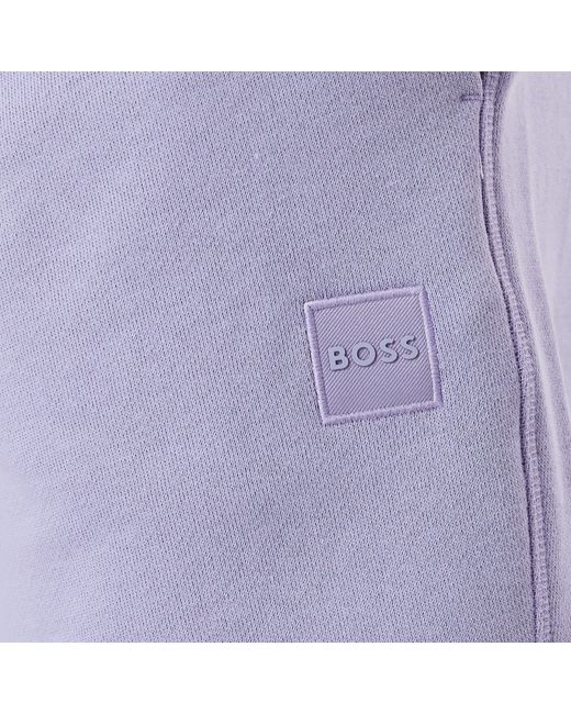Boss Blue Mid-Length Elasticated Drawstring Fleece Shorts for men