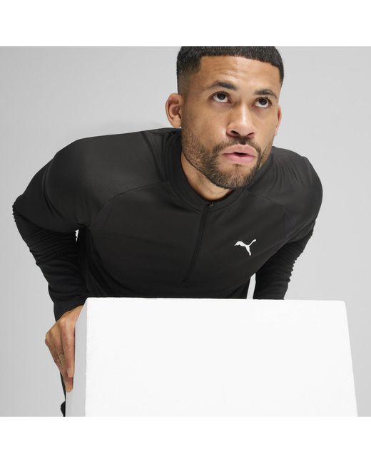 PUMA Black Tad Qz Long Sleeve Performance Gym Top for men