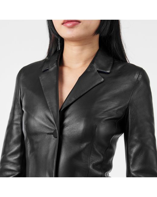 Off-White c/o Virgil Abloh Black Genuine Leather Tailored Fit Leather Jacket