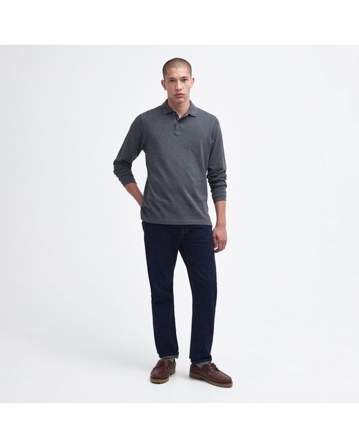 Barbour Blue Essentials Long Sleeve Polo Shirt for men