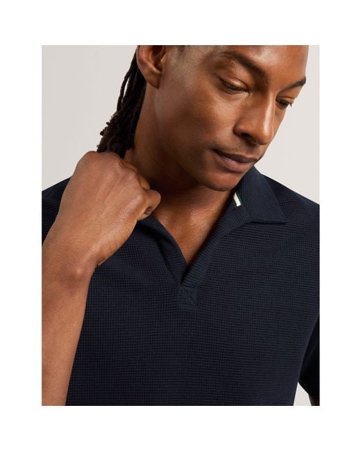 Ted Baker Blue Ted Ss Waffle Polo Sn64 for men