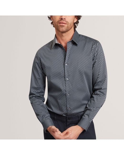 Ted Baker Blue Ls Slim Geo Long Sleeve Patterned Shirt for men