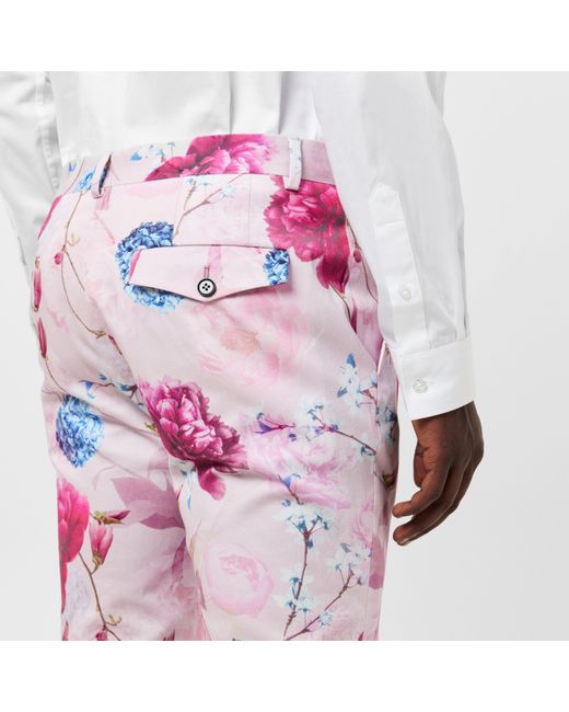 Twisted Tailor Pink Russell Skinny Fit Tapered Trousers for men