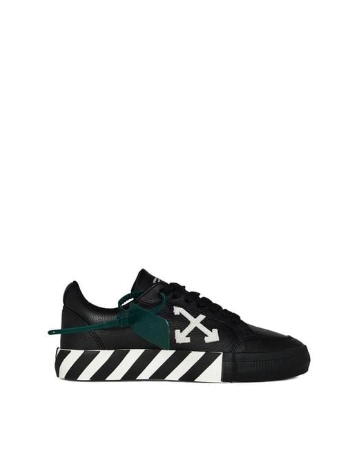 Off-White c/o Virgil Abloh Black Vulcanized Logo-embossed Leather Low-top Trainers for men