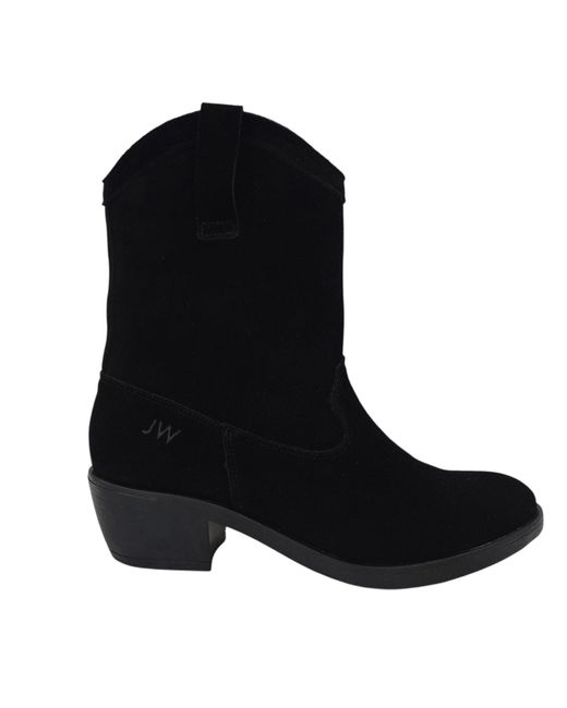 Jack Wills Black Jw Dalida Suede Calf Chunky Heel Hiker Boots