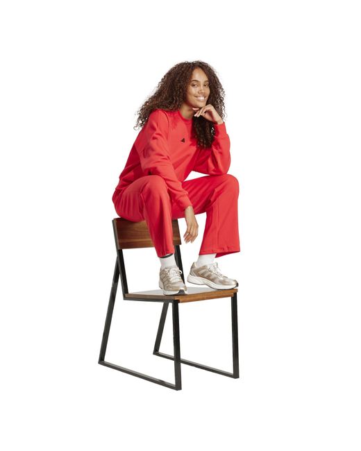 Adidas Red Open Hem Fleece Joggers