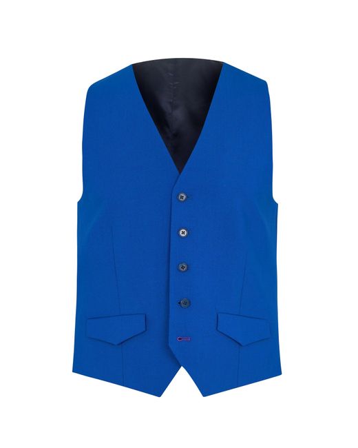 Without Prejudice Blue Kilburn Slim Fit Waistcoat for men