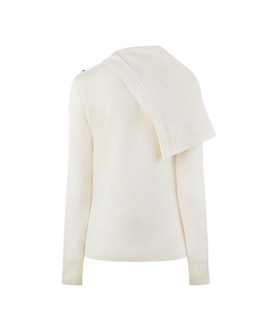 Rabanne Natural Buttoned Crew Neck Jumper