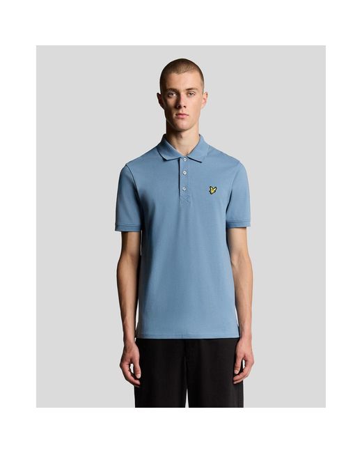 Lyle & Scott Blue Basic Short Sleeve Polo Shirt for men