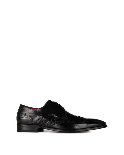 Jeffery West Black Scarface Leather Oxford Shoes for men