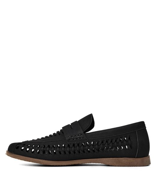 Where's That From Black Weave Slip On Loafers for men