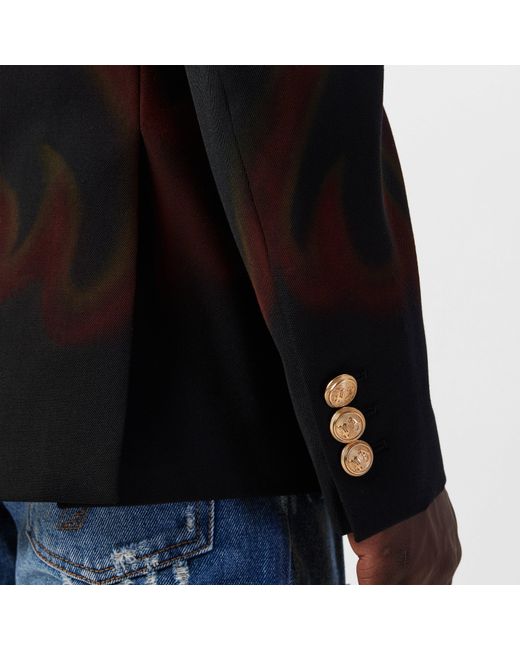 Palm Angels Black Burning Double Breasted Blazer for men