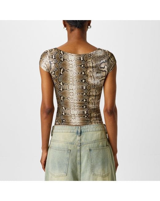 Jaded London Green Snakeskin T-Shirt