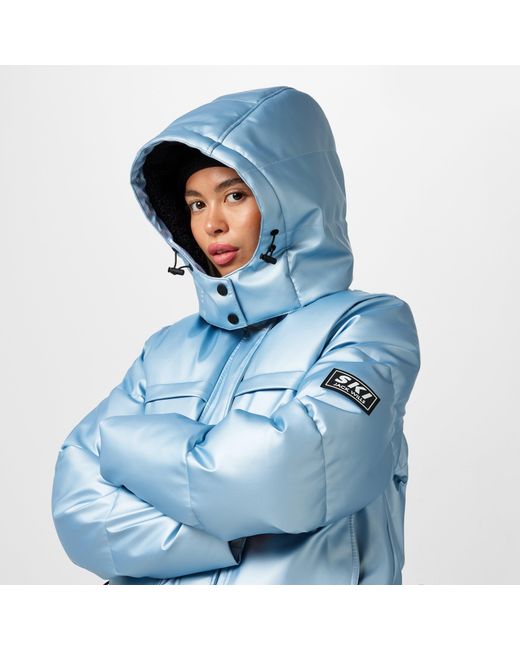 Jack Wills Blue Jw Cropped Puffer Insulated Ski Jacket