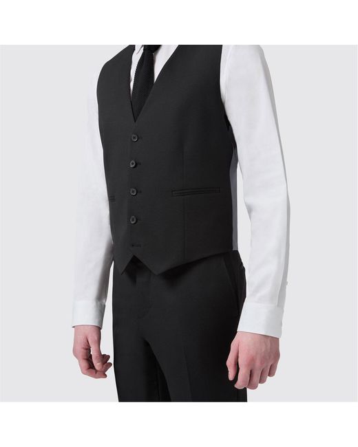 Twisted Tailor Black Ellroy Slim Waistcoat for men