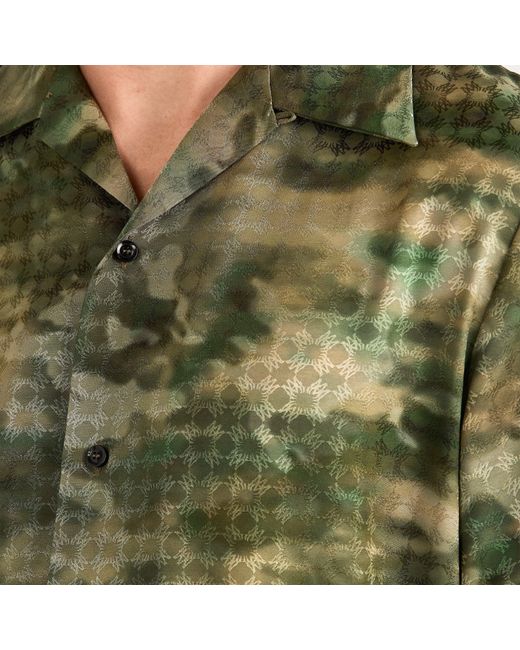 Amiri Green Quad Camoflage Short-Sleeve Woven Camp Shirt for men