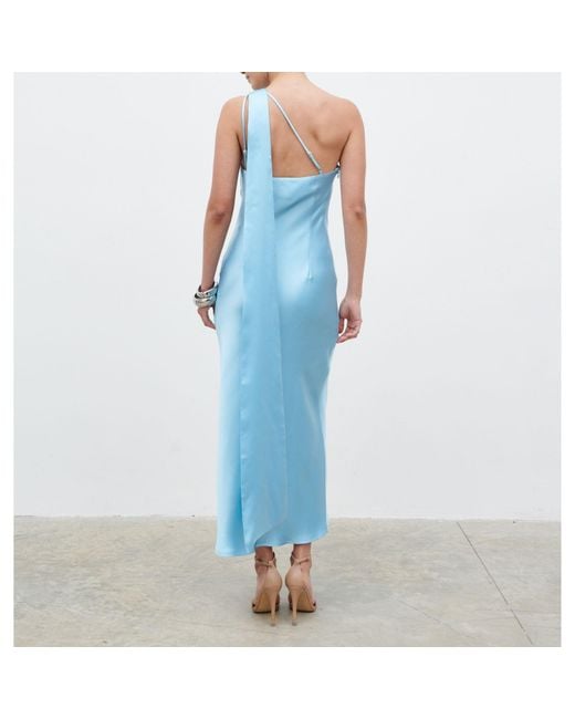 Pretty Lavish Blue Sheree One Shoulder Scarf Long Maxi Dress