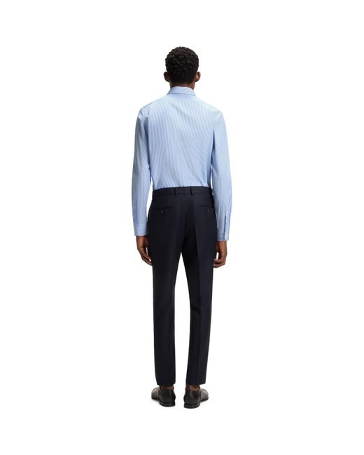Boss Blue Cotton Long Sleeve Slim Fit Shirt for men