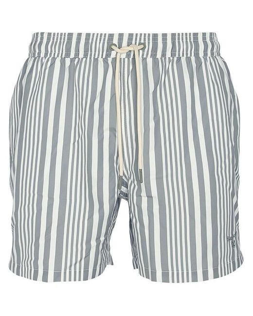 Barbour Gray Decklam Striped Swim Shorts for men