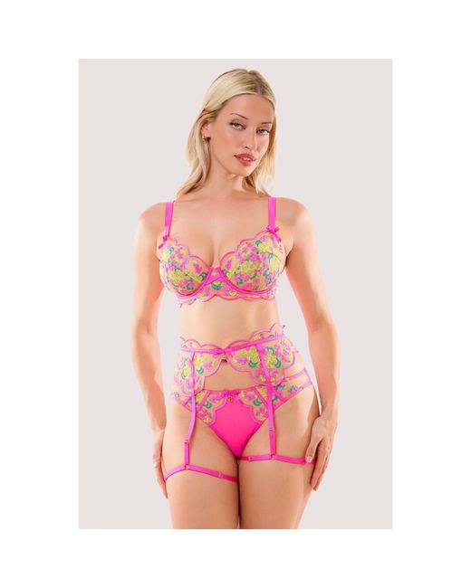 Playful Promises Pink Thea Baroque Embroidery Suspender