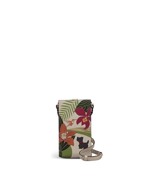 Radley White Rhs Collection Floral Leather Phone Crossbody Bag
