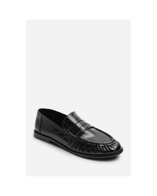 Where's That From Black Wheres Ruched Detail Flat Penny Loafers