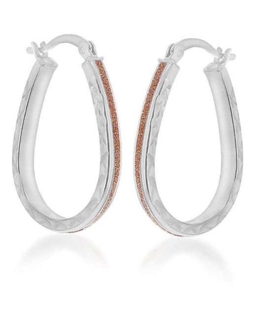 Be You White Sterling Rose Stardust Oval Hoops