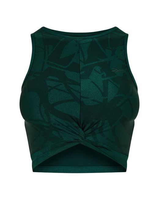 Reebok Green Shiny Yoga Scribble Crop Top