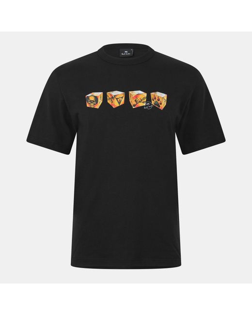 Paul Smith Black Cube Graphic T-Shirt for men
