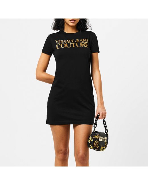 Versace Jeans Couture Black Jersey Basic Logo Dress