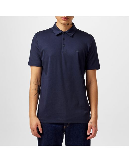 Boss Blue Short Sleeve Polo Shirt With Logo Detail for men