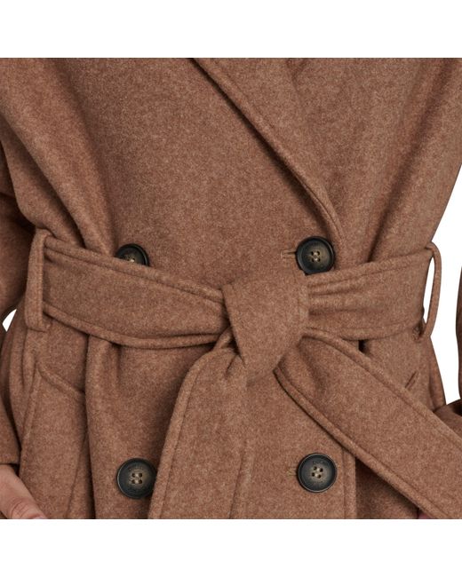 DKNY Brown Wrap Overcoat