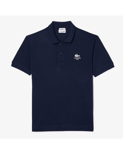 Lacoste Blue Classic Fit Signature Print L.12.12 Polo Shirt for men