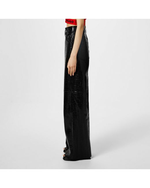 HUGO Black Hugara Leather Trousers