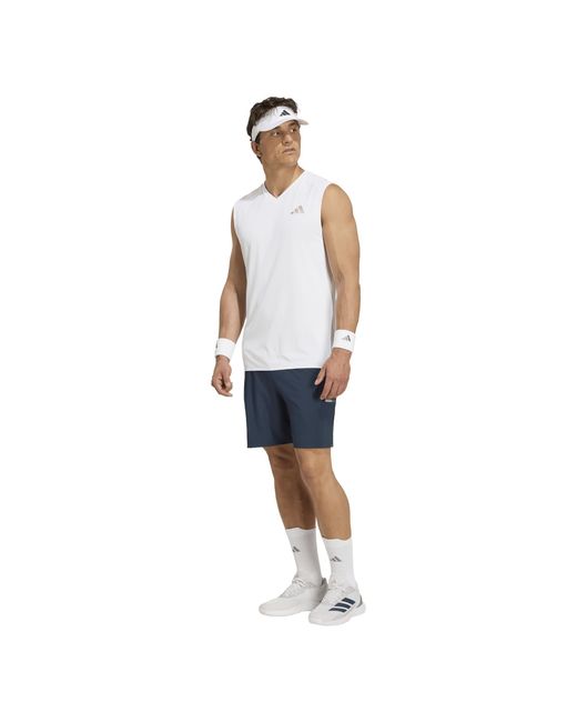 Adidas White Wim Sleeveless Polo Shirt for men