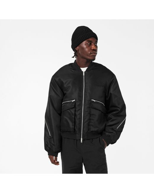 Represent Black Contemporary Structured Bomber Jacket for men