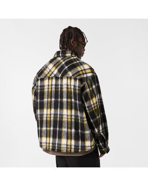 Represent Green Check Button-Through Structured Overshirt for men