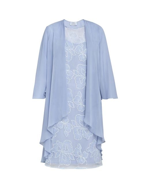 Gina Bacconi Blue Elia Embroidered Dress And Jacket