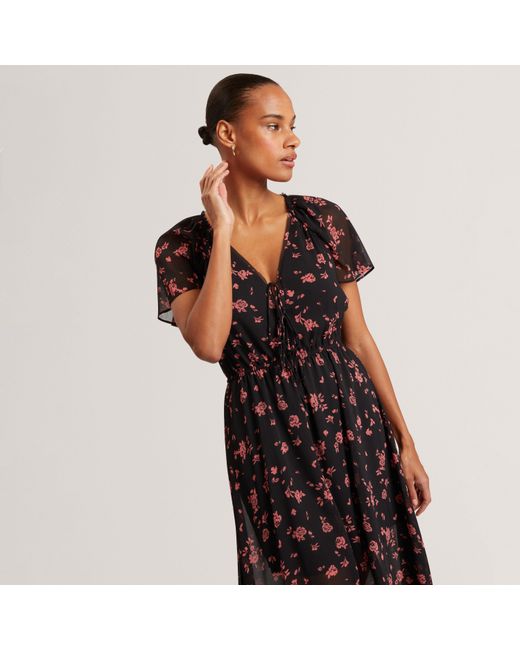 Ted Baker Black Print Midi Dress