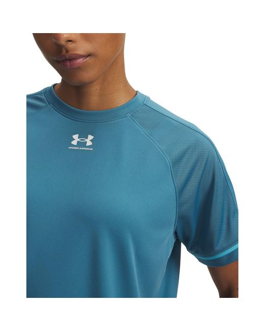 Under Armour Blue Challenger Boxy Short Sleeve Performance Gym Top