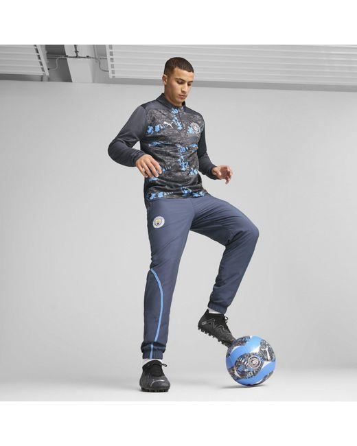 PUMA Blue Manchester City Pre Match Quarter-Zip Top 2024 2025 Adults for men