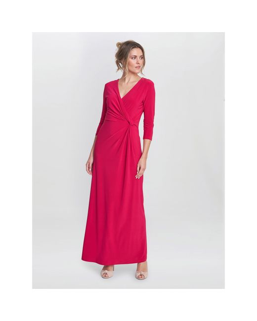Gina Bacconi Pink Celine Jersey Wrap Maxi Dress