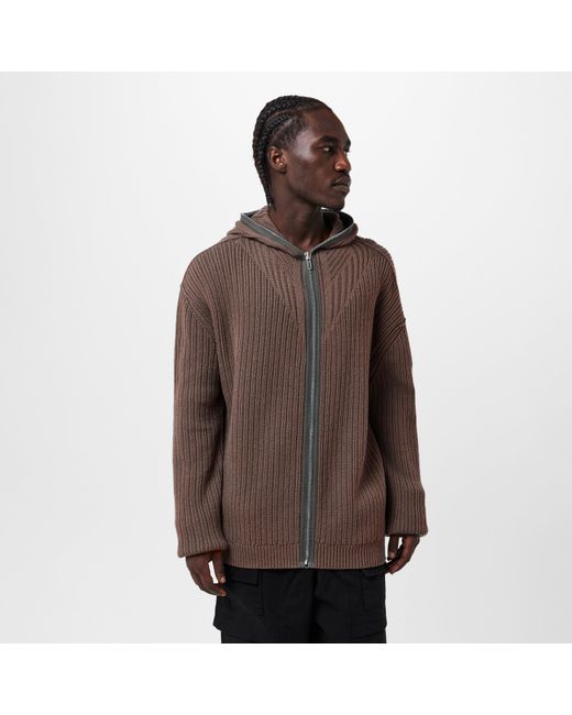 Rick Owens Brown Asymmetric Zip Hoodie for men