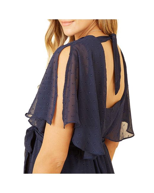 Yumi' Blue Wrap Midi Dress