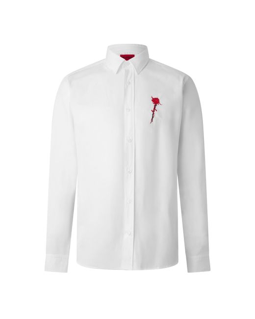 HUGO White Long Sleeve Plain Shirt for men