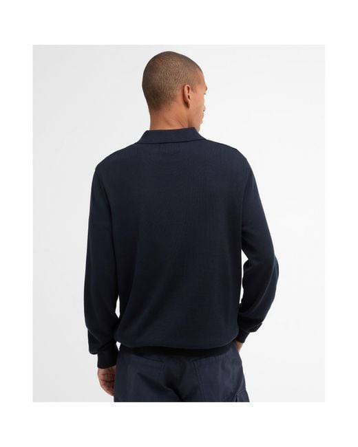 Barbour Blue Knitted Polo for men