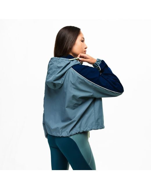 Red Run Blue Skyline Cropped Windbreaker