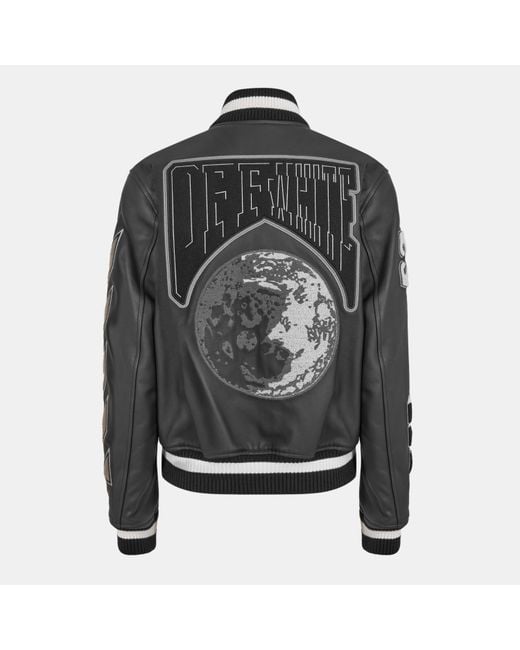 Off-White c/o Virgil Abloh Black Two-Tone Varsity Jacket